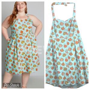 ModCloth x Marisol Muro Wm’s Sz 2XL Blue Ladybug Aligned Destiny Fit Flare Dress